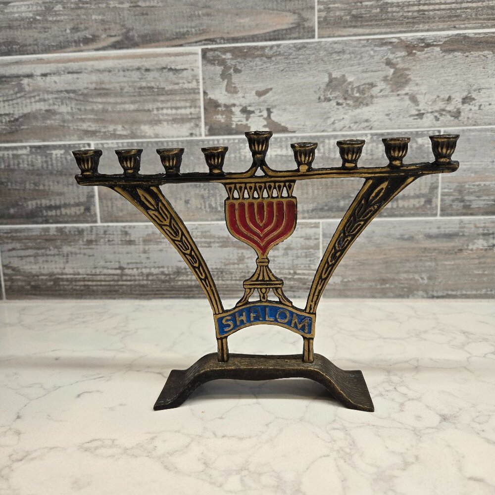 Brass Shalom Menorah